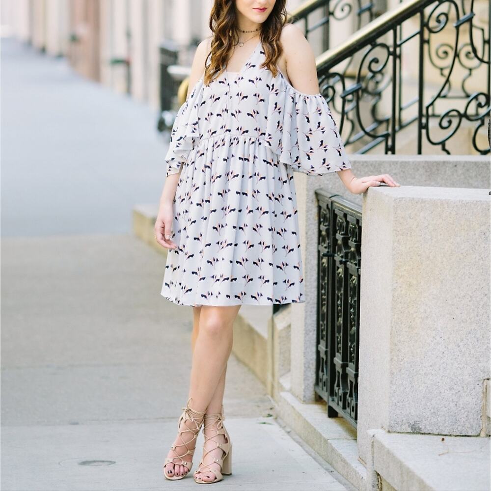 Rebecca minkoff robbie dress Sz M cold shoulder mini boho bohemian A1c